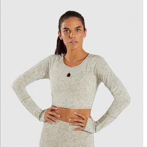 Fleur Texture Long Sleeve Crop Top